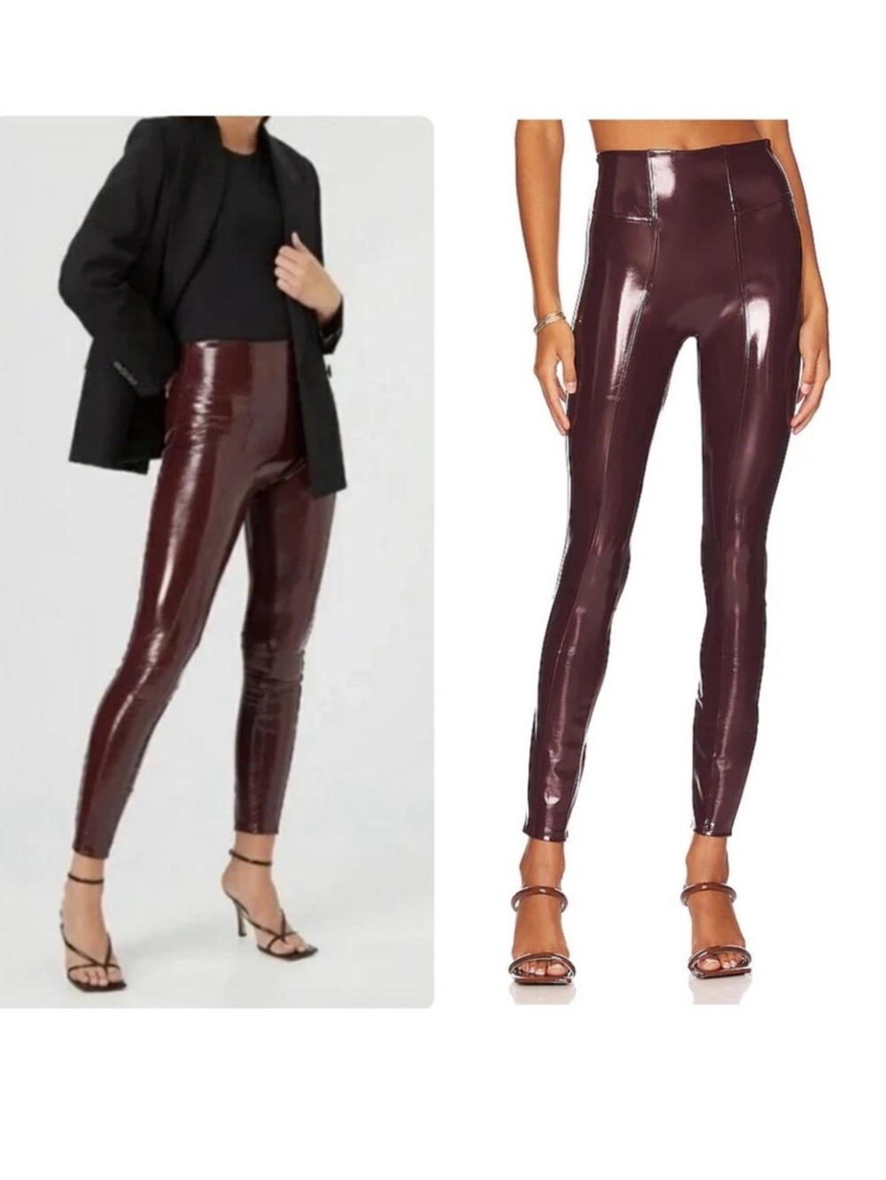 SPANX Faux Patent Leather Leggings Size Women’s Large Color Ruby